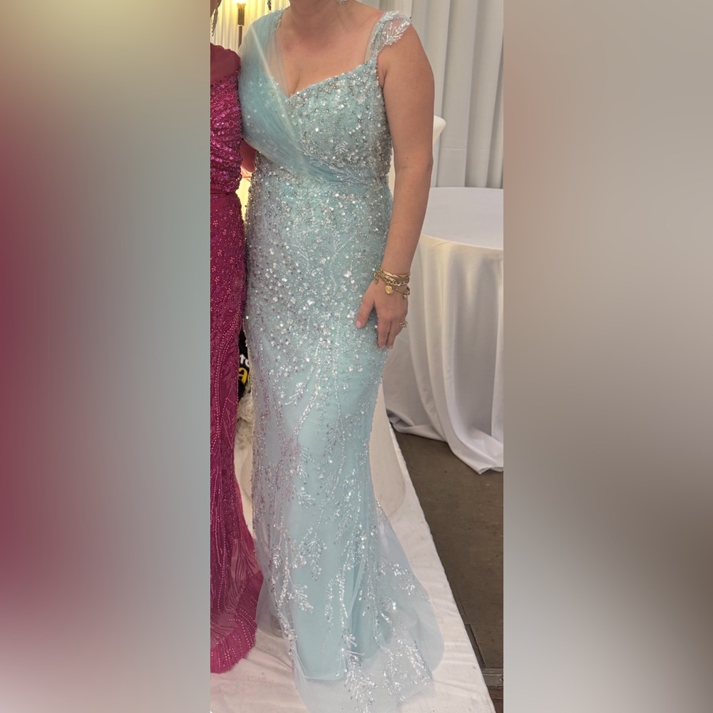Elegant Sequin Gown in Light Blue